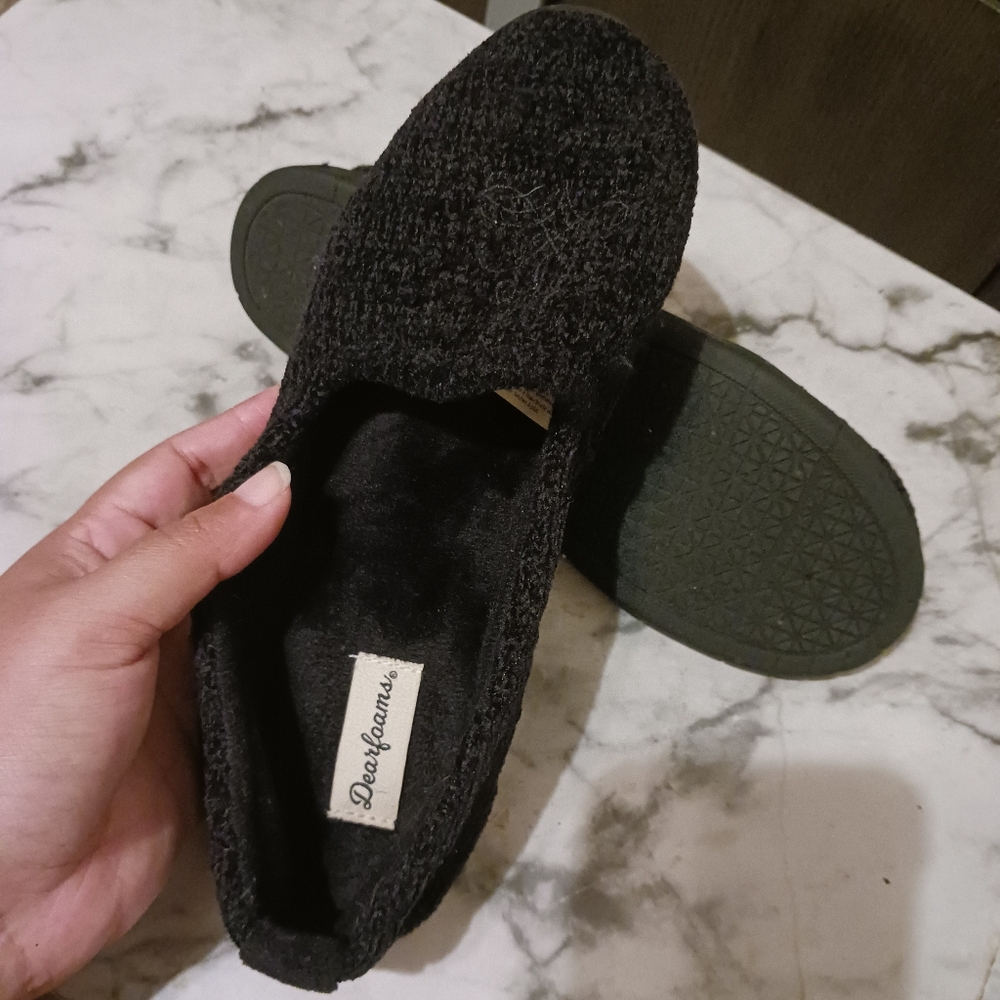 Dearfoams Slippers Size Medium 7-8 Black